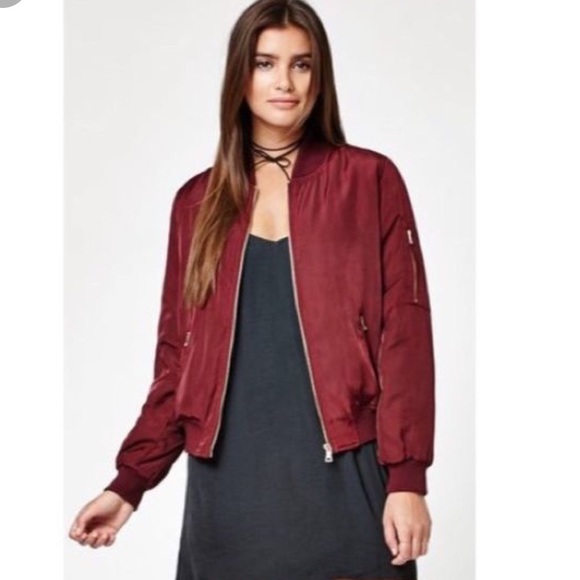 Kendall & Kylie Jackets & Blazers - Kendall & Kiley Wine Red Bomber Jacket size L